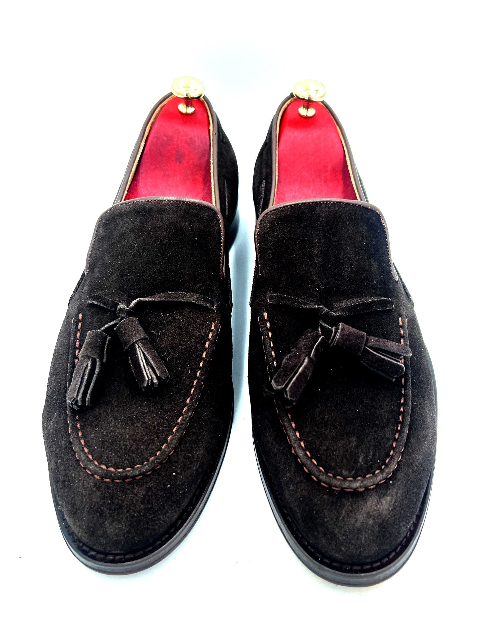 Oscar William Dark Brown Suede Tassel Loafers