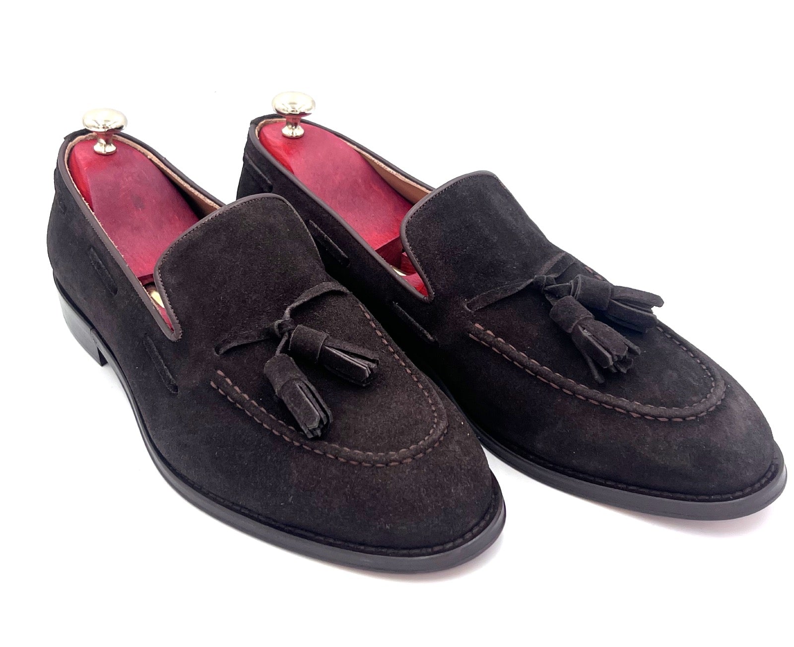 Oscar William Dark Brown Suede Tassel Loafers