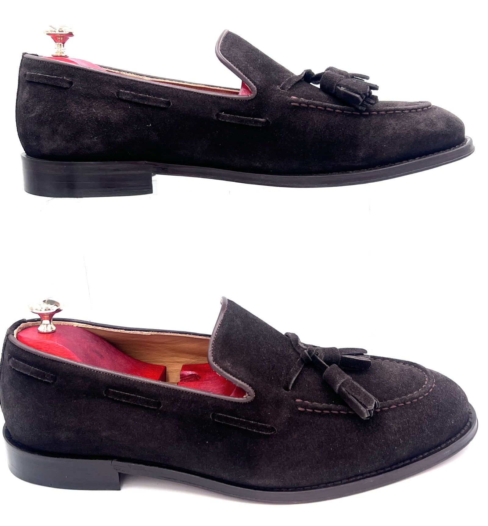 Oscar William Dark Brown Suede Tassel Loafers