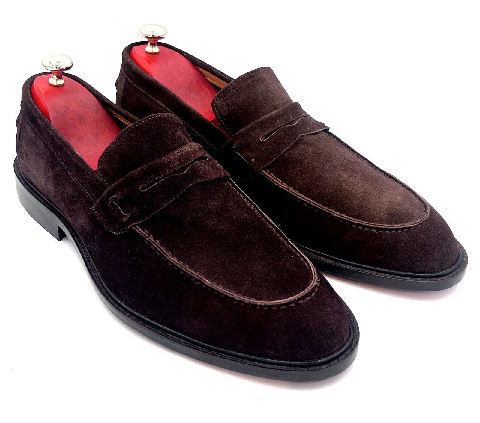 Oscar William Dark Brown Suede Penny Loafers