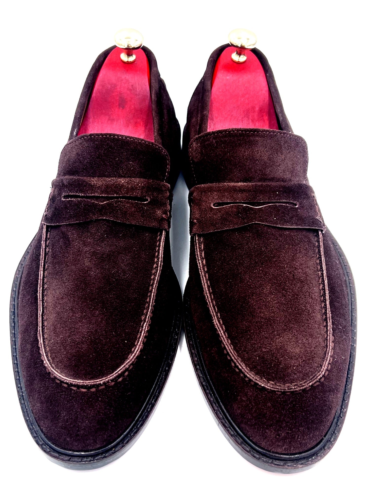 Oscar William Dark Brown Suede Penny Loafers