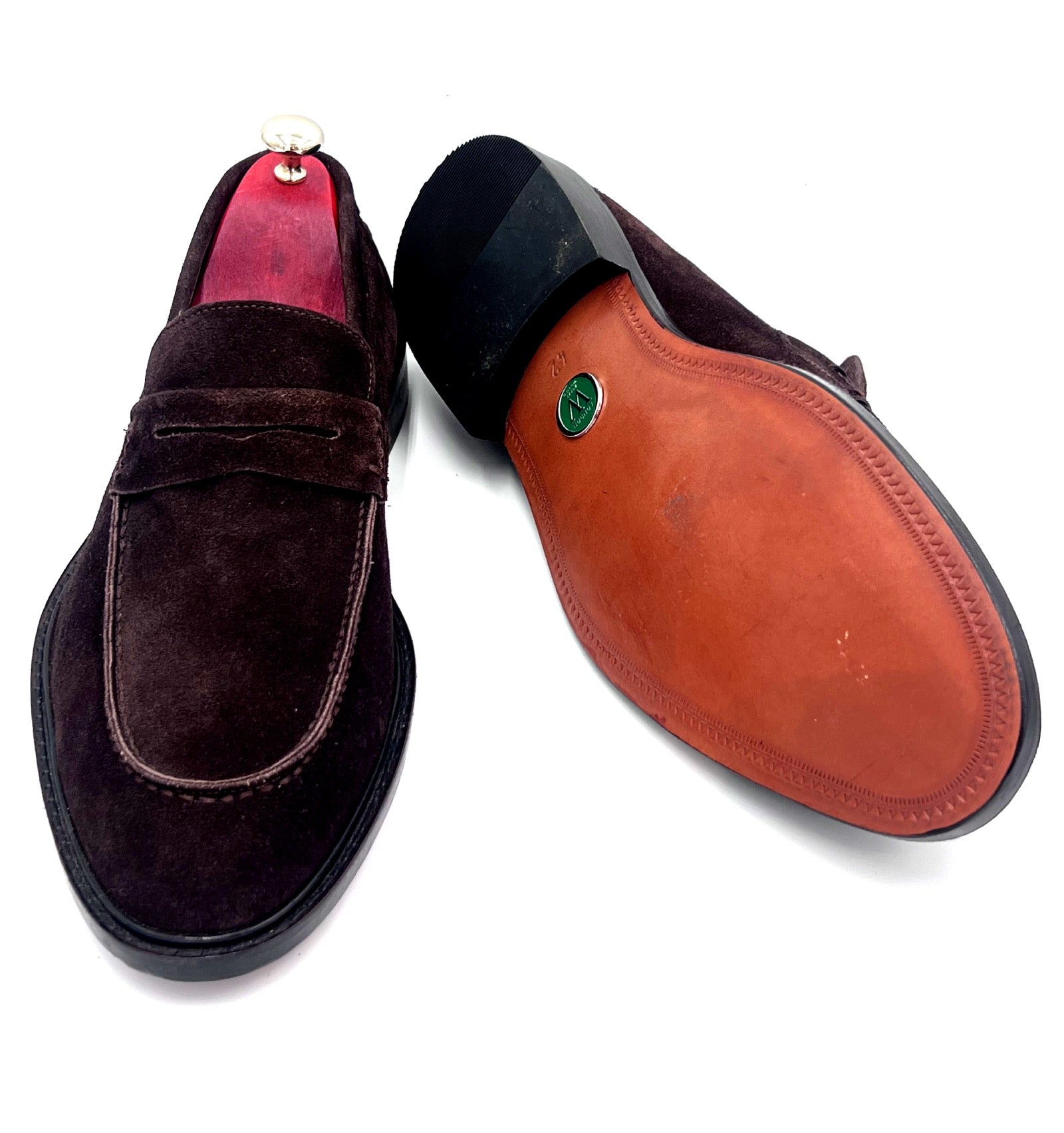 Oscar William Dark Brown Suede Penny Loafers
