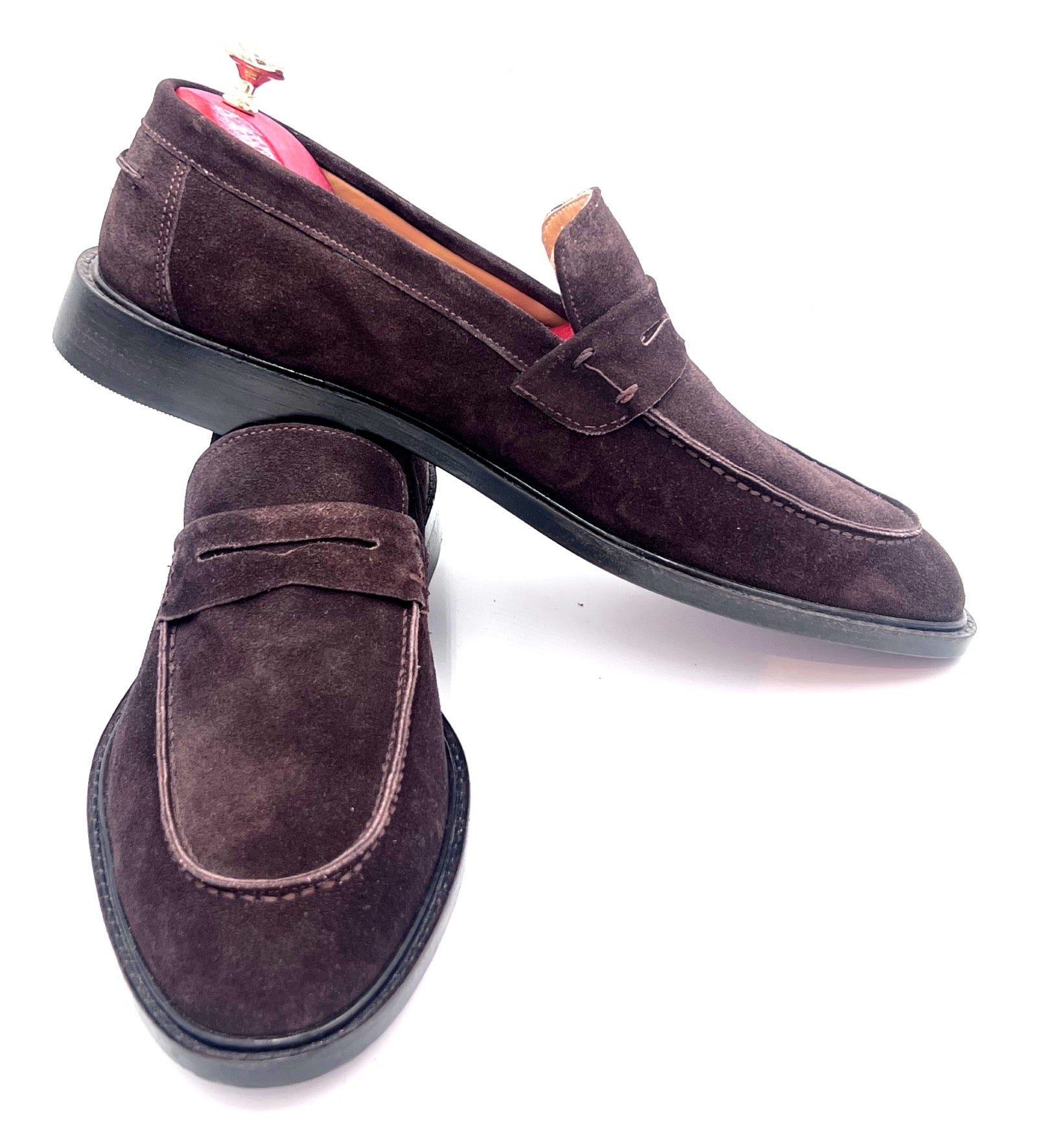 Oscar William Dark Brown Suede Penny Loafers