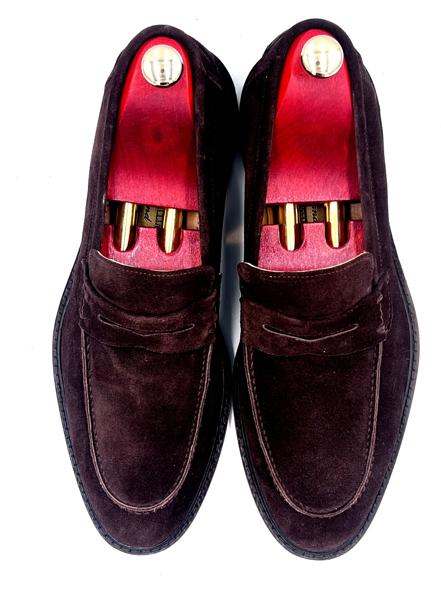 Oscar William Dark Brown Suede Penny Loafers