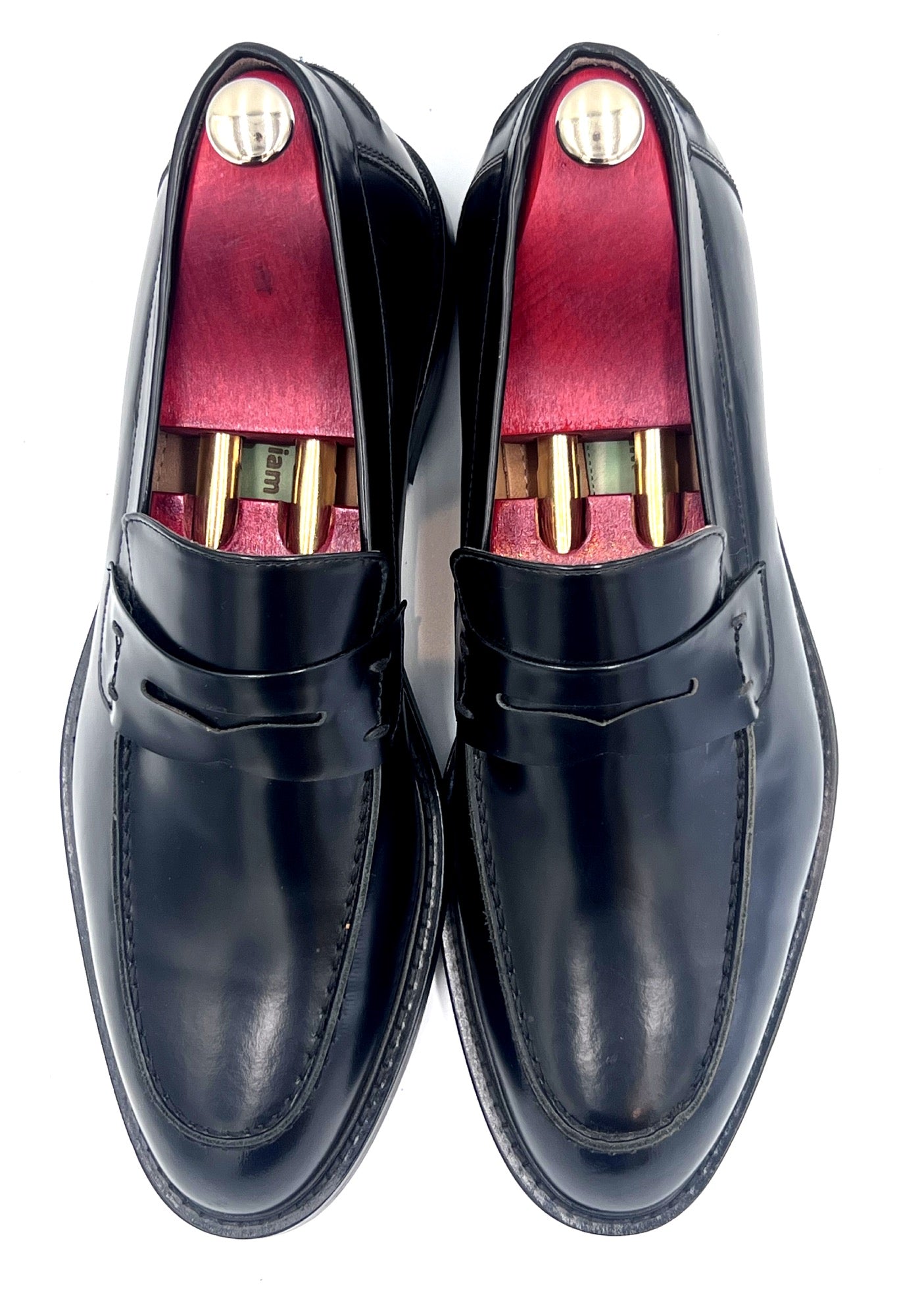 Oscar William Black High Shine Penny Loafers