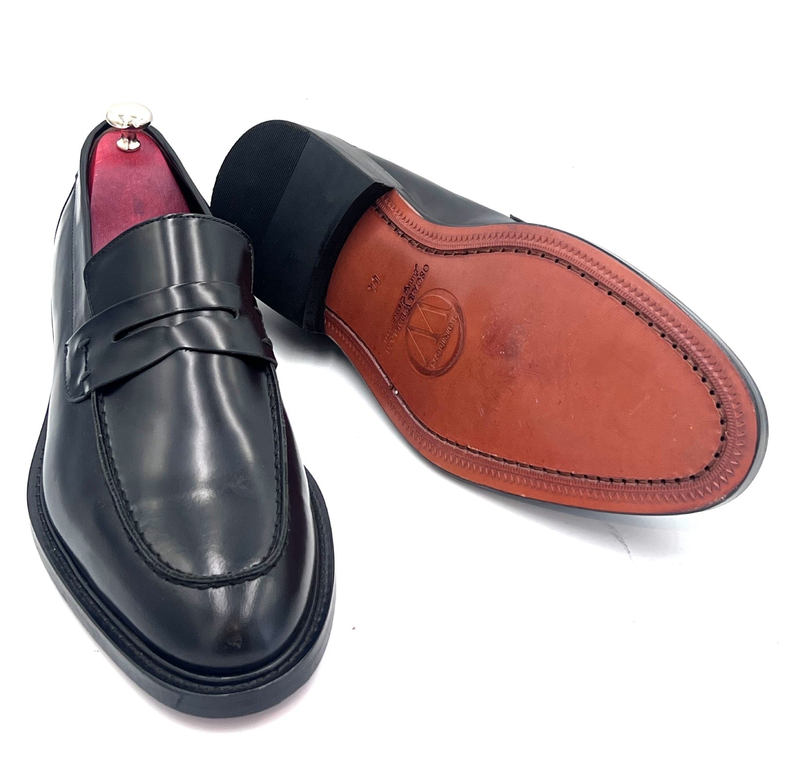Oscar William Black High Shine Penny Loafers