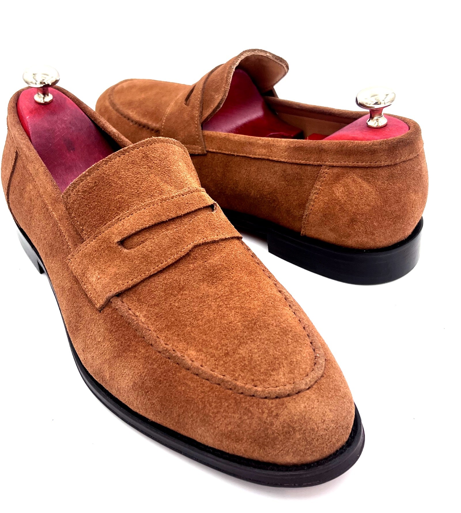 Oscar William Light Brown Suede Penny Loafers