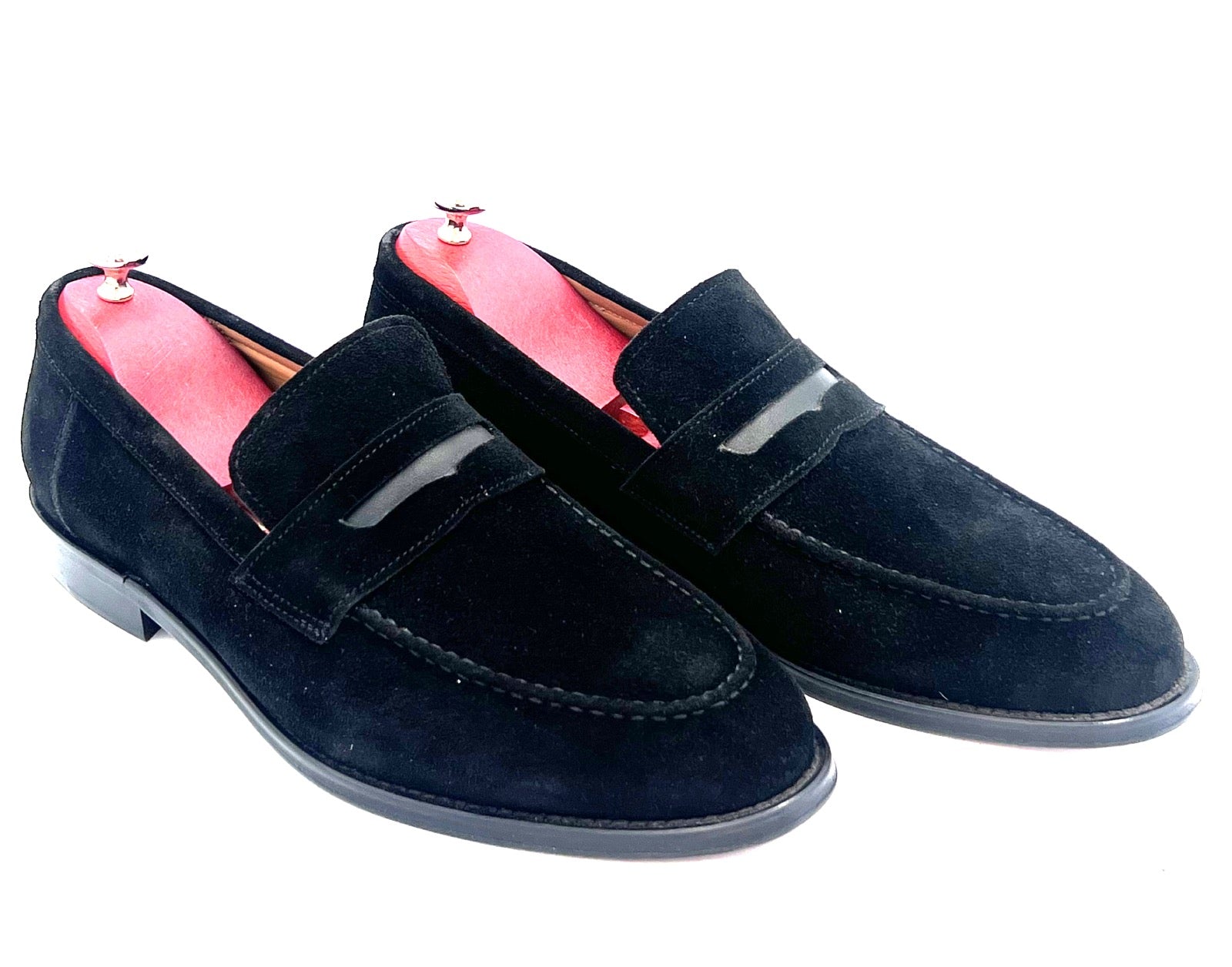 Oscar William Black Suede Penny Loafers