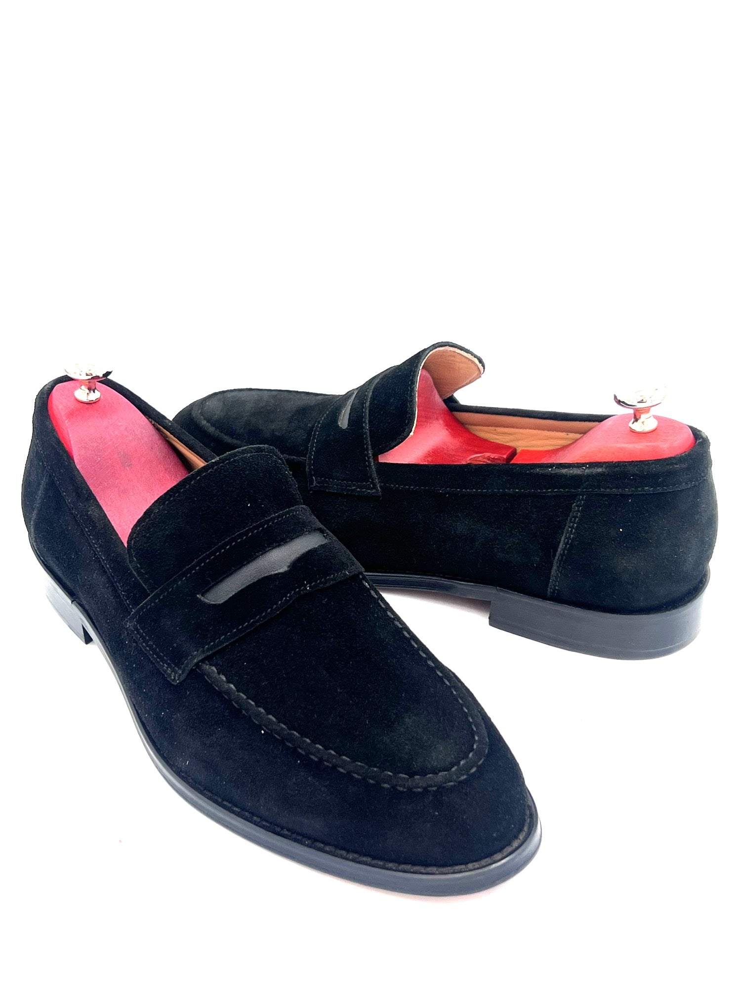 Oscar William Black Suede Penny Loafers