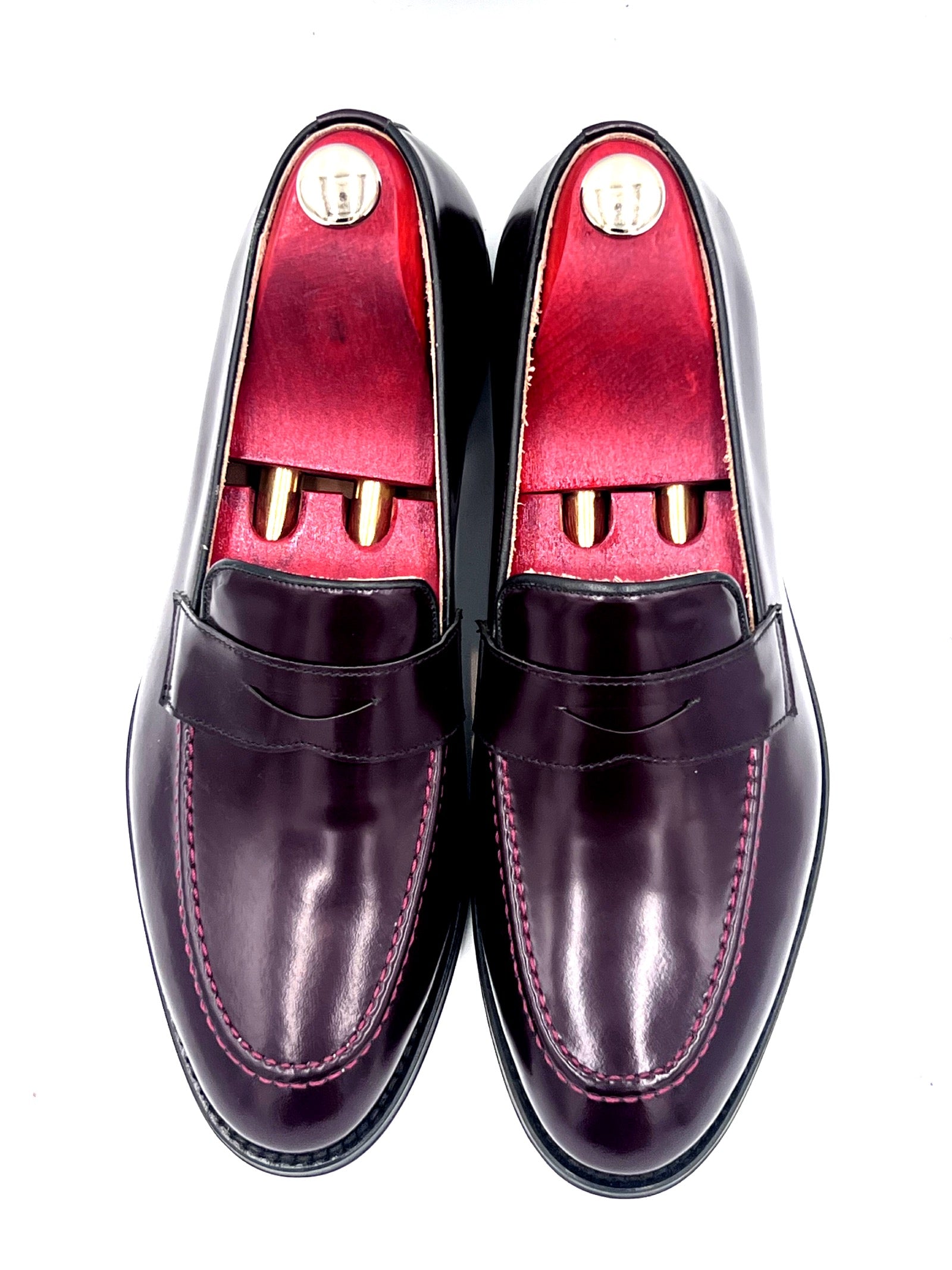 Oscar William Burgundy High Shine Penny Loafers