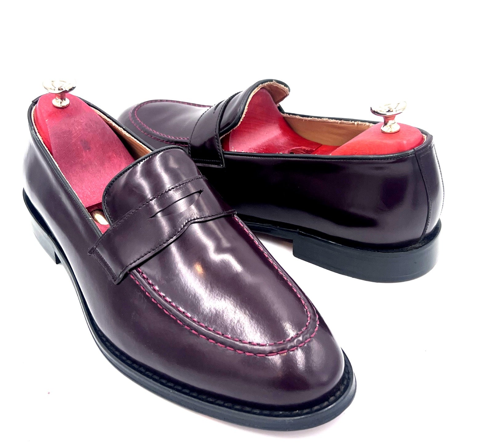 Oscar William Burgundy High Shine Penny Loafers