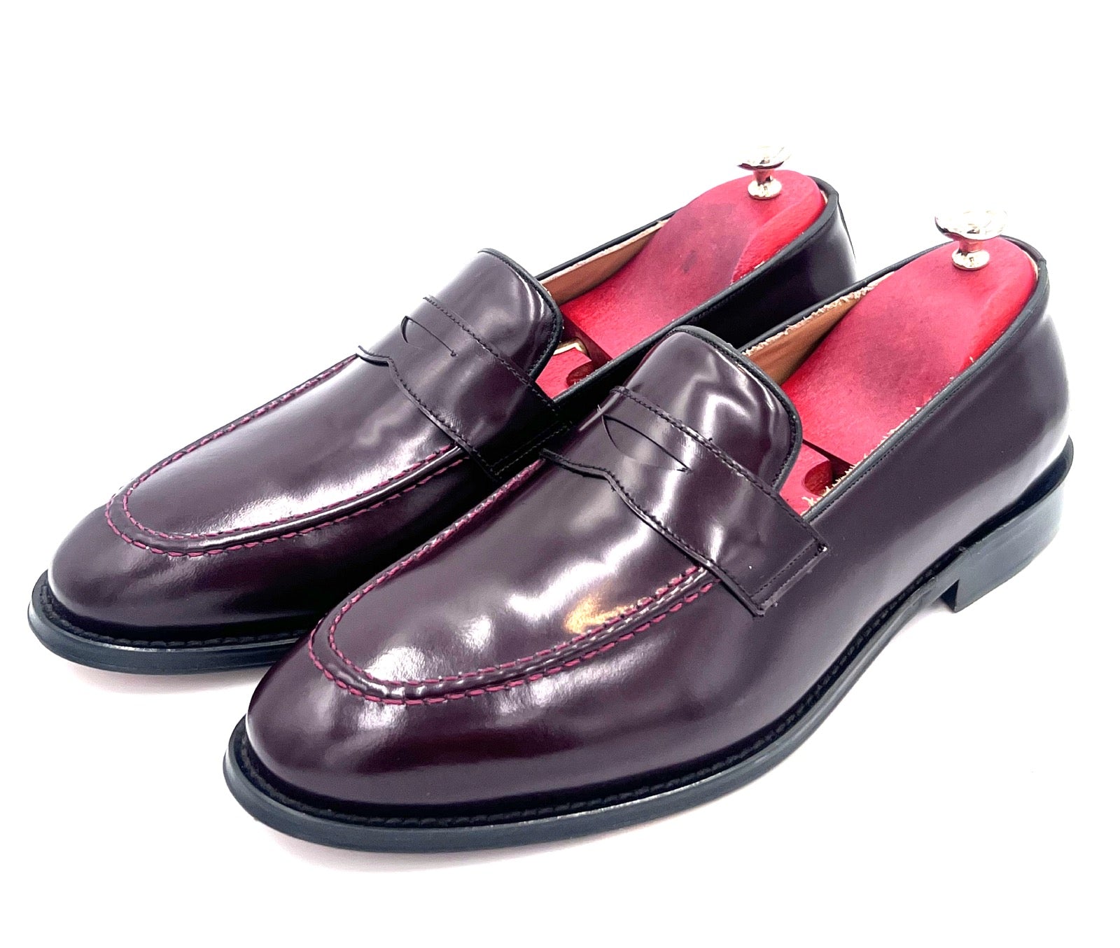 Oscar William Burgundy High Shine Penny Loafers