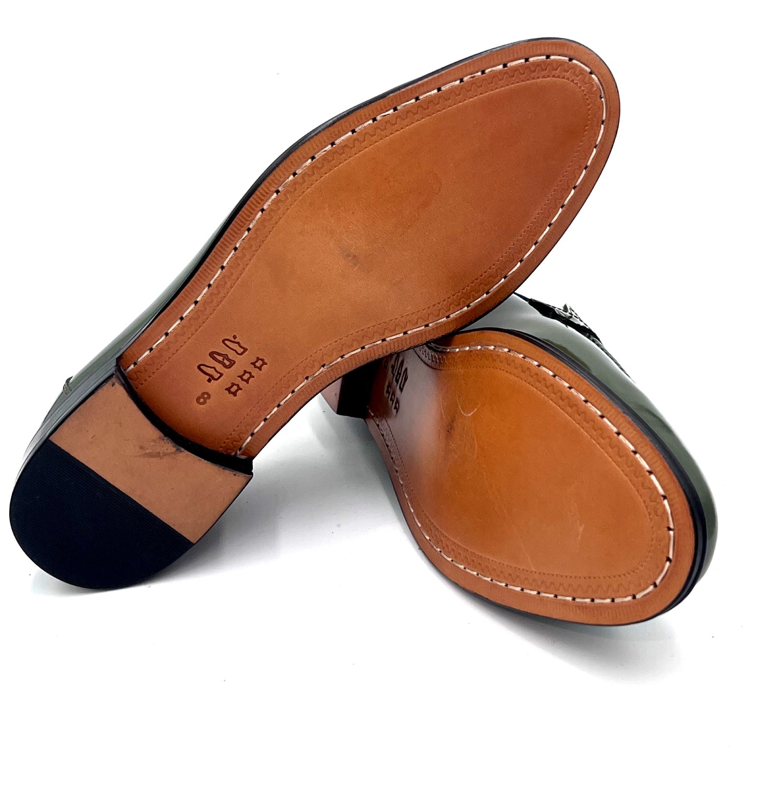 Oscar William Green Patent Leather Penny Loafers
