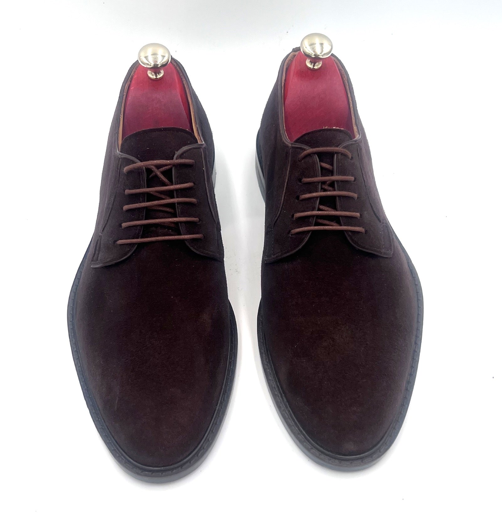Oscar William Dark Brown Suede Derby Shoes – Leather Sole