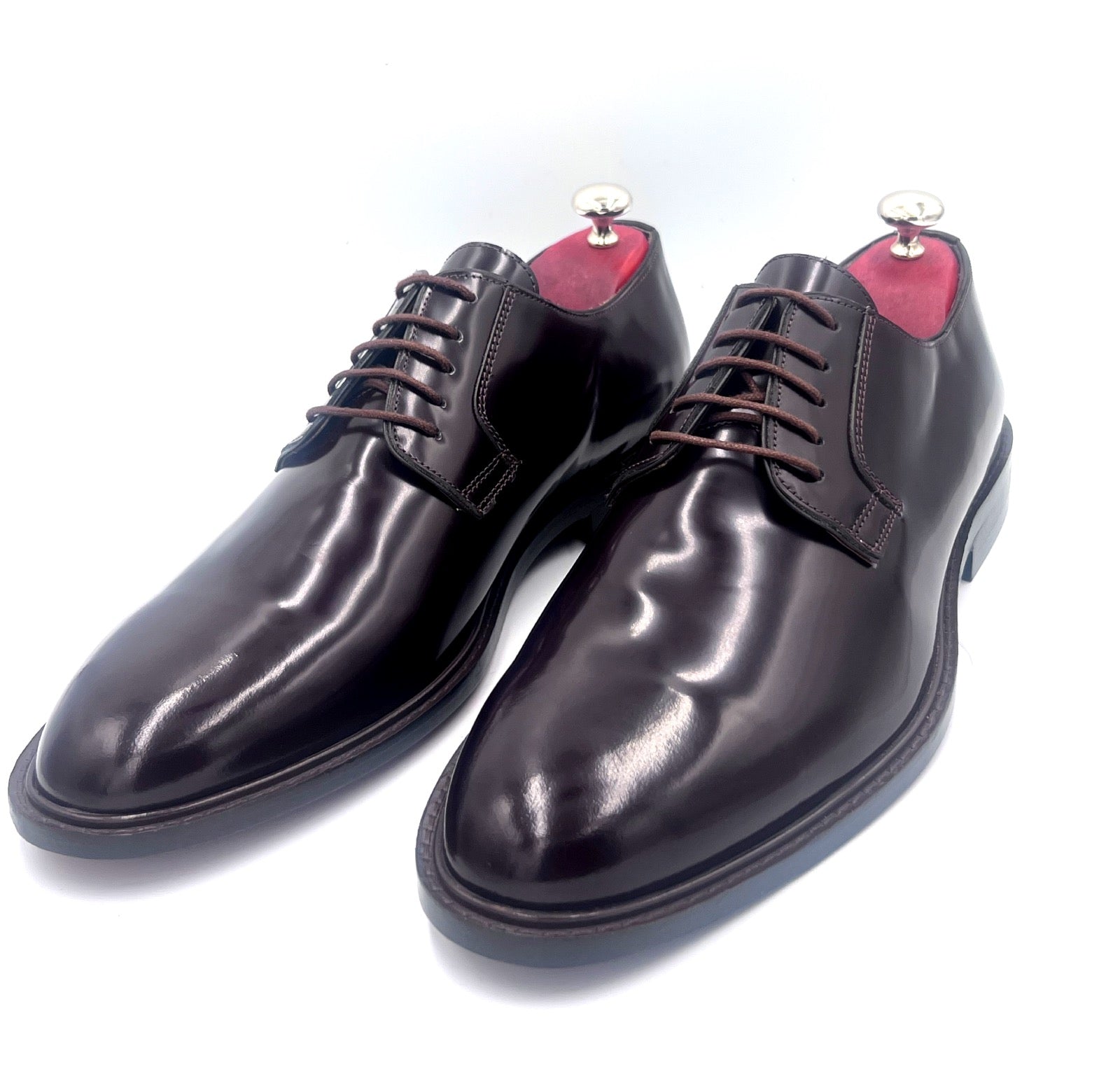 Oscar William Brown High Shine Derby – Leather Sole
