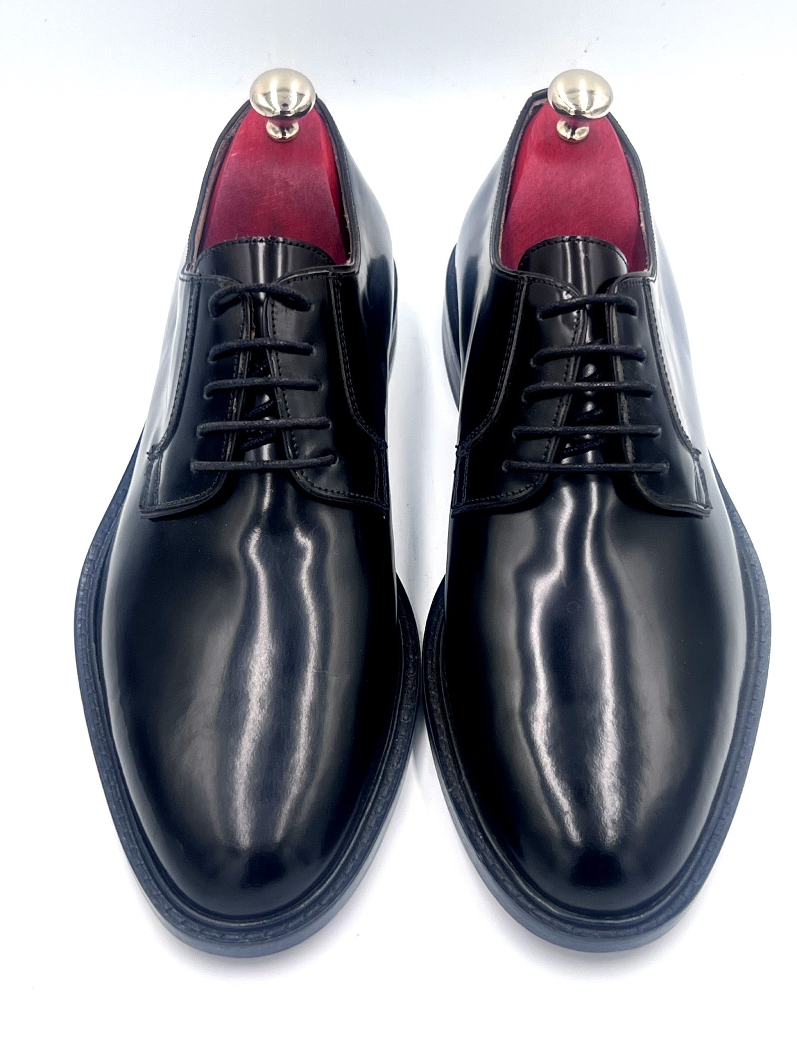 Oscar William Black High Shine Derby – Leather Sole