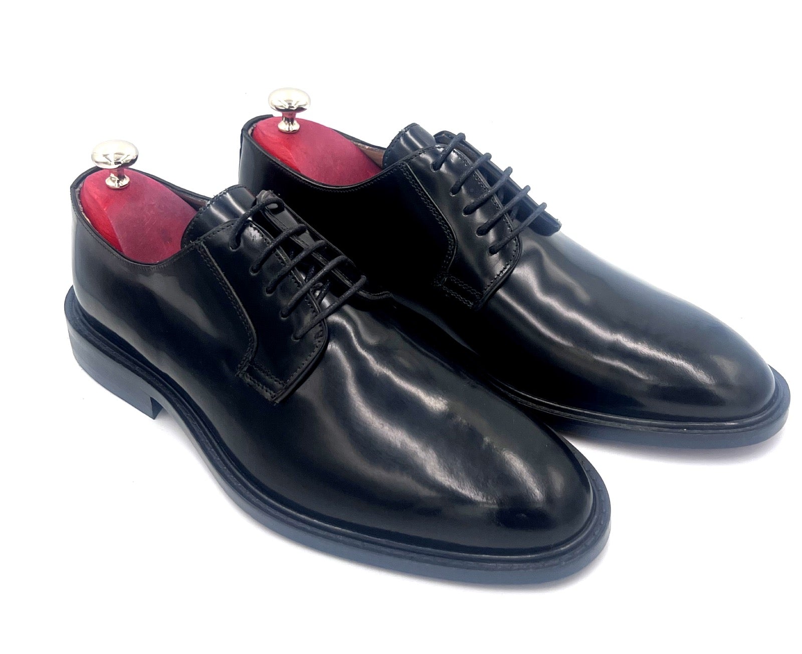 Oscar William Black High Shine Derby – Leather Sole