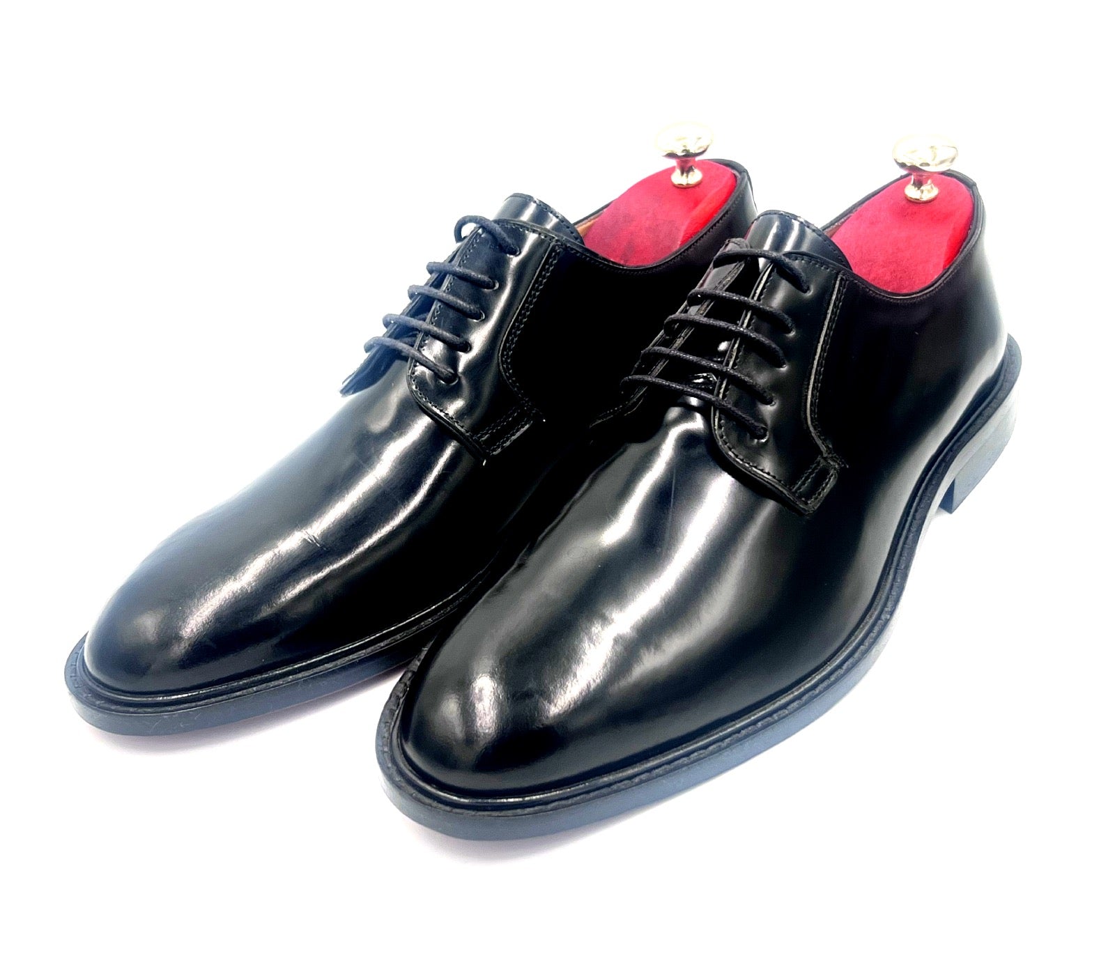 Oscar William Black High Shine Derby – Leather Sole
