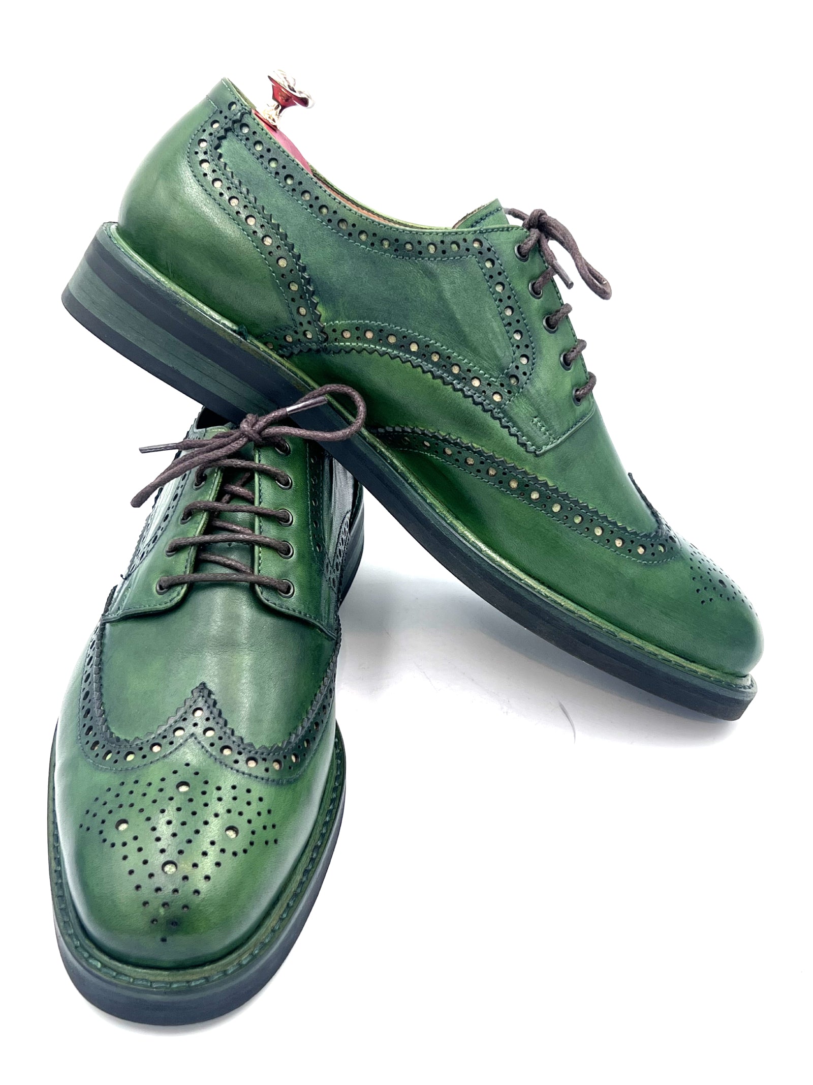 Oscar William Handmade Green Patina Brogue – Rubber Studded sole