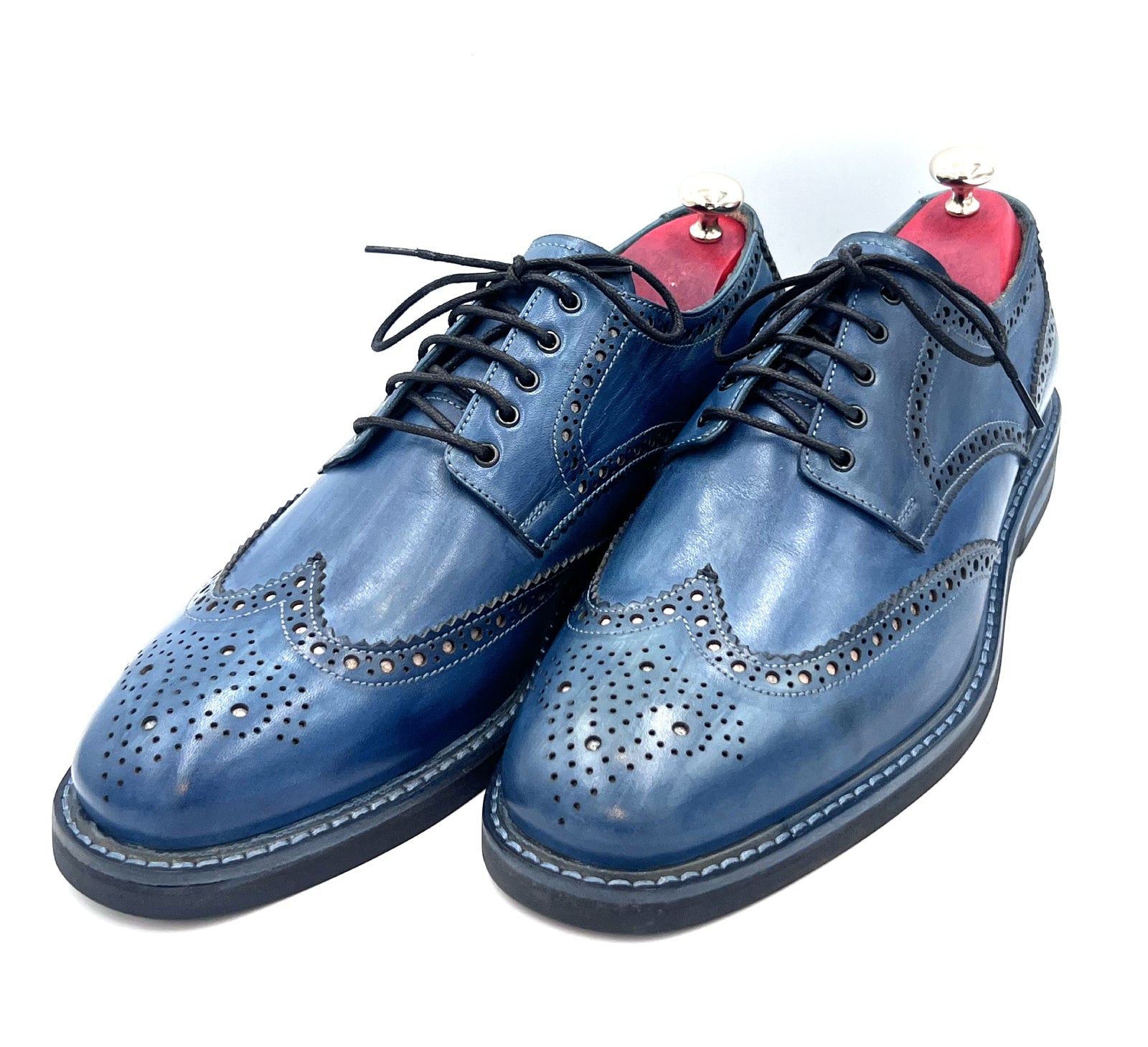 Classic Handmade Blue Patina Brogue – Rubber Studded Sole / Full Leather Lining