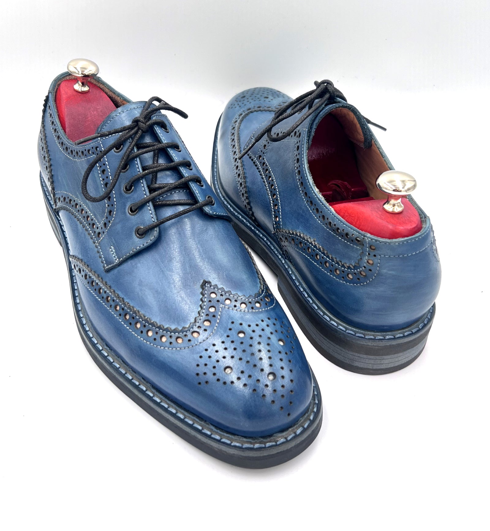 Classic Handmade Blue Patina Brogue – Rubber Studded Sole / Full Leather Lining