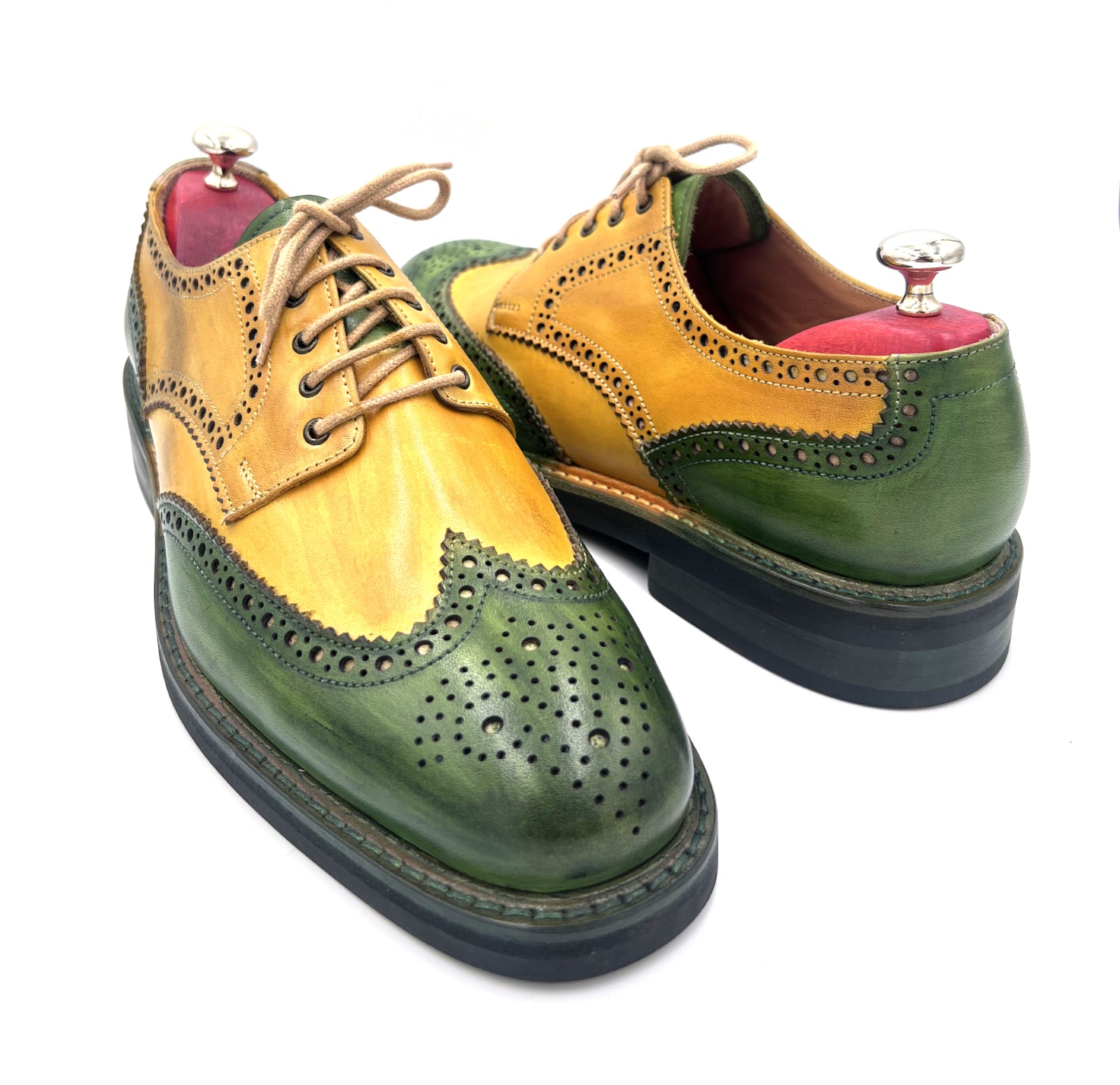 Classic Handcrafted Brogue – Yellow / Green Multicolor