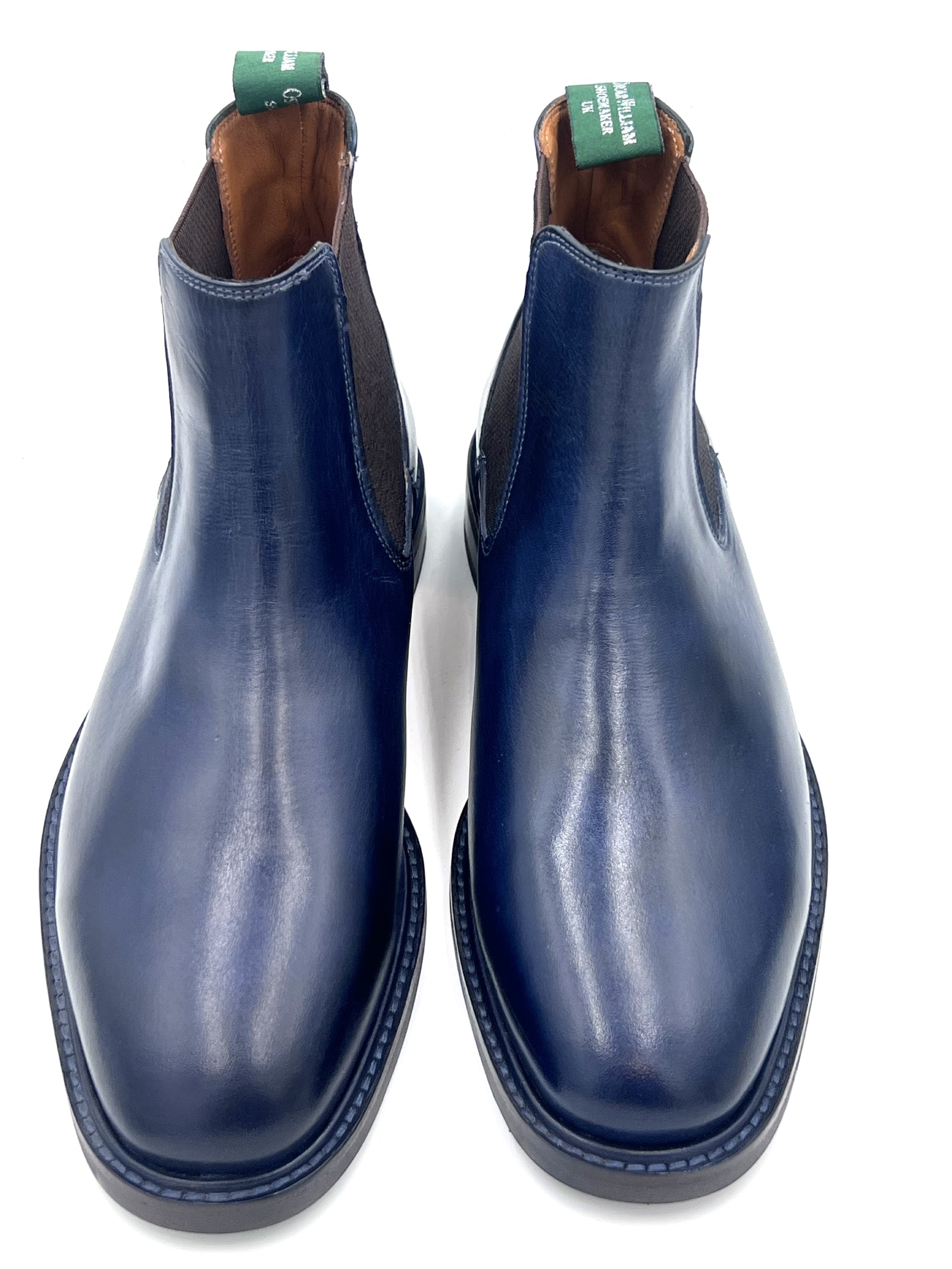 Navy Blue Leather Chelsea Boots | Handmade Studded Sole
