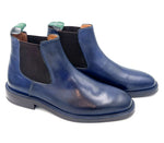 Navy Blue Leather Chelsea Boots | Handmade Studded Sole