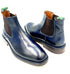 Navy Blue Leather Chelsea Boots | Handmade Studded Sole