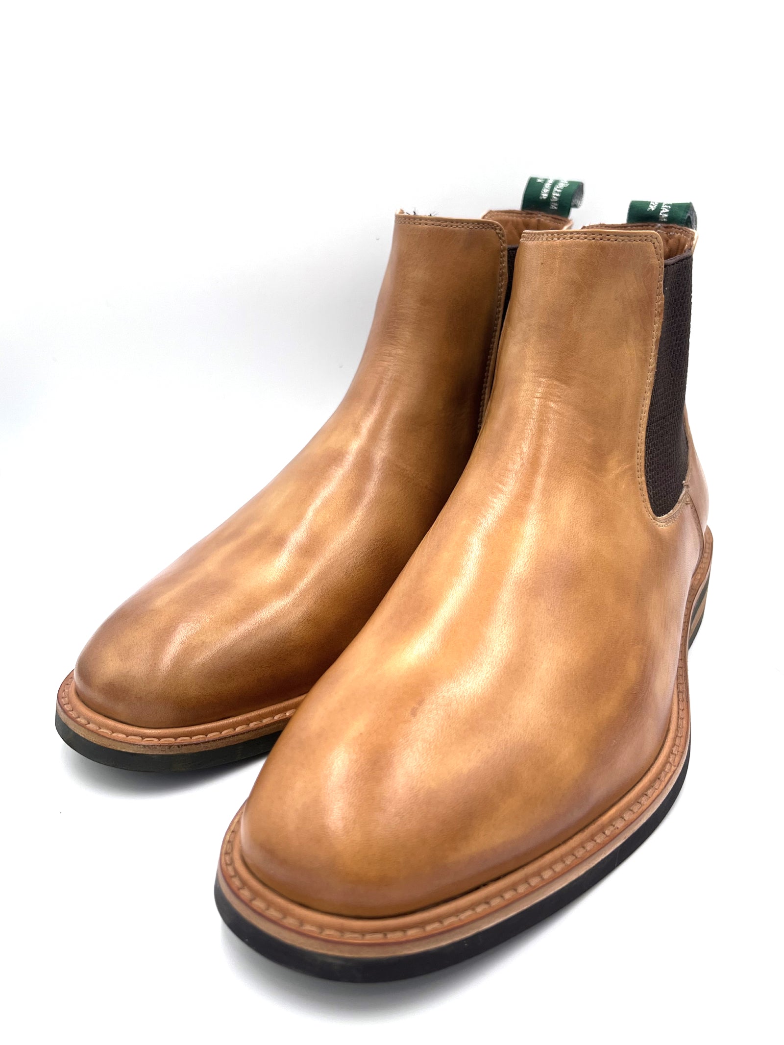Hand-Painted Patina Chelsea Boots | Studded Rubber Sole
