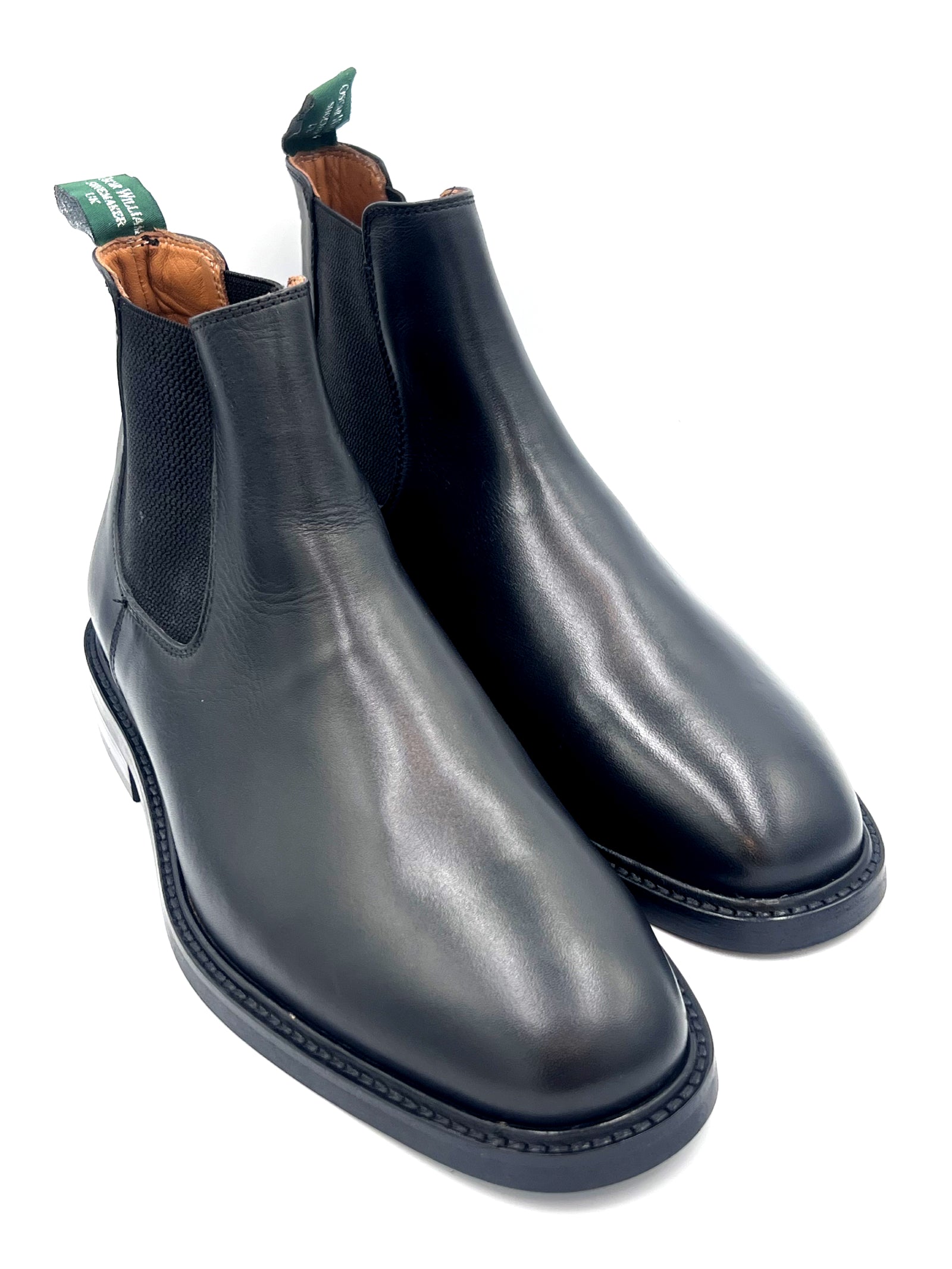 Black Leather Chelsea Boots | Rubber Studded Sole