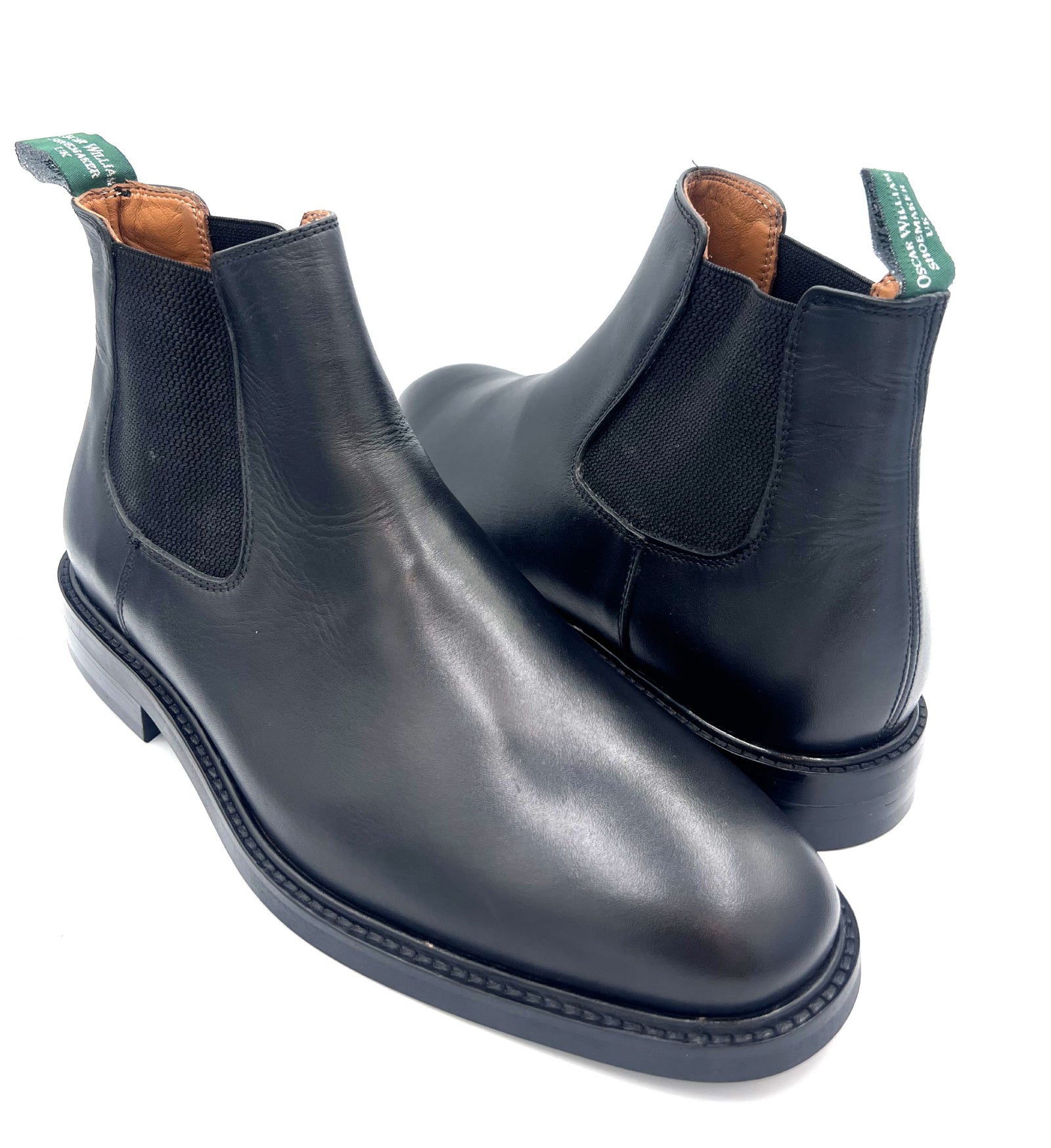 Black Leather Chelsea Boots | Rubber Studded Sole