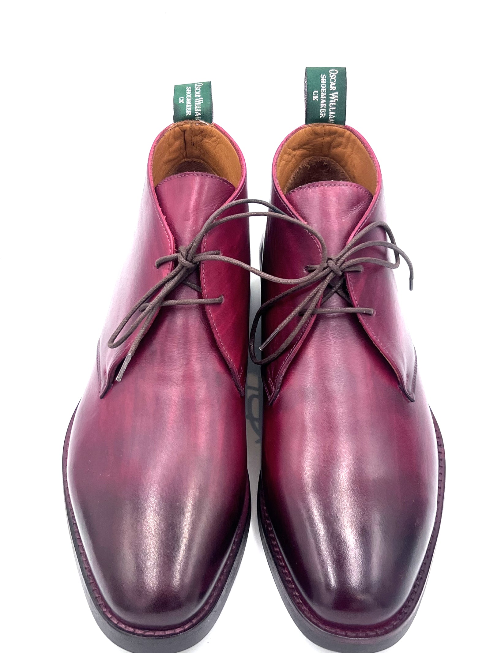 Burgundy Patina Chukka Boots | Hand-Painted Leather Boots