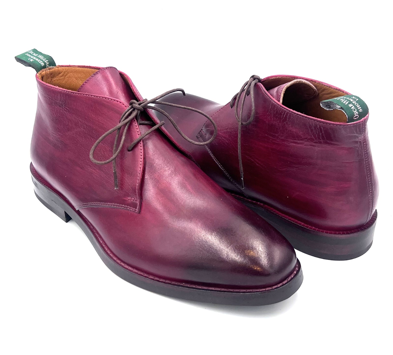 Burgundy Patina Chukka Boots | Hand-Painted Leather Boots