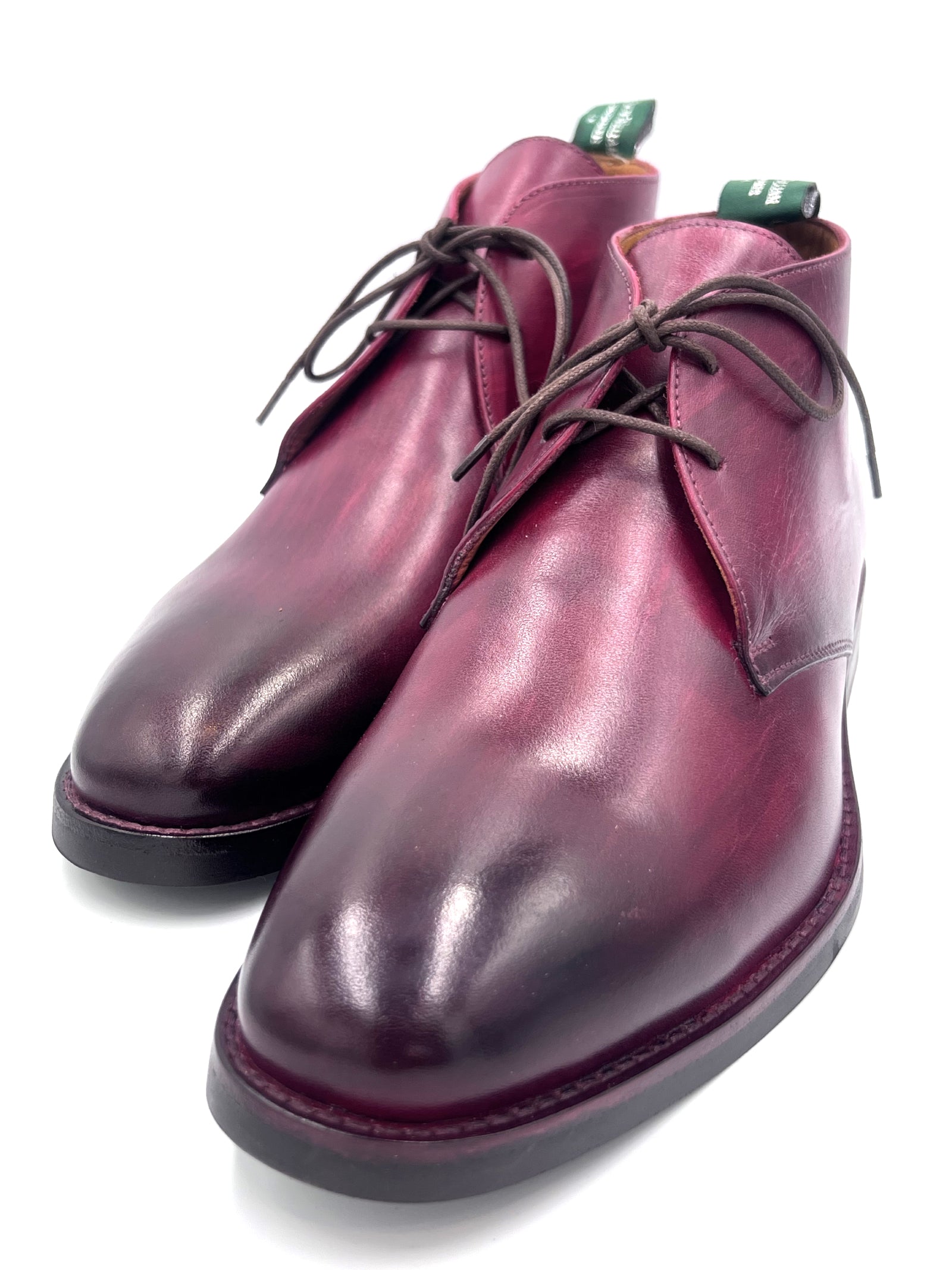 Burgundy Patina Chukka Boots | Hand-Painted Leather Boots