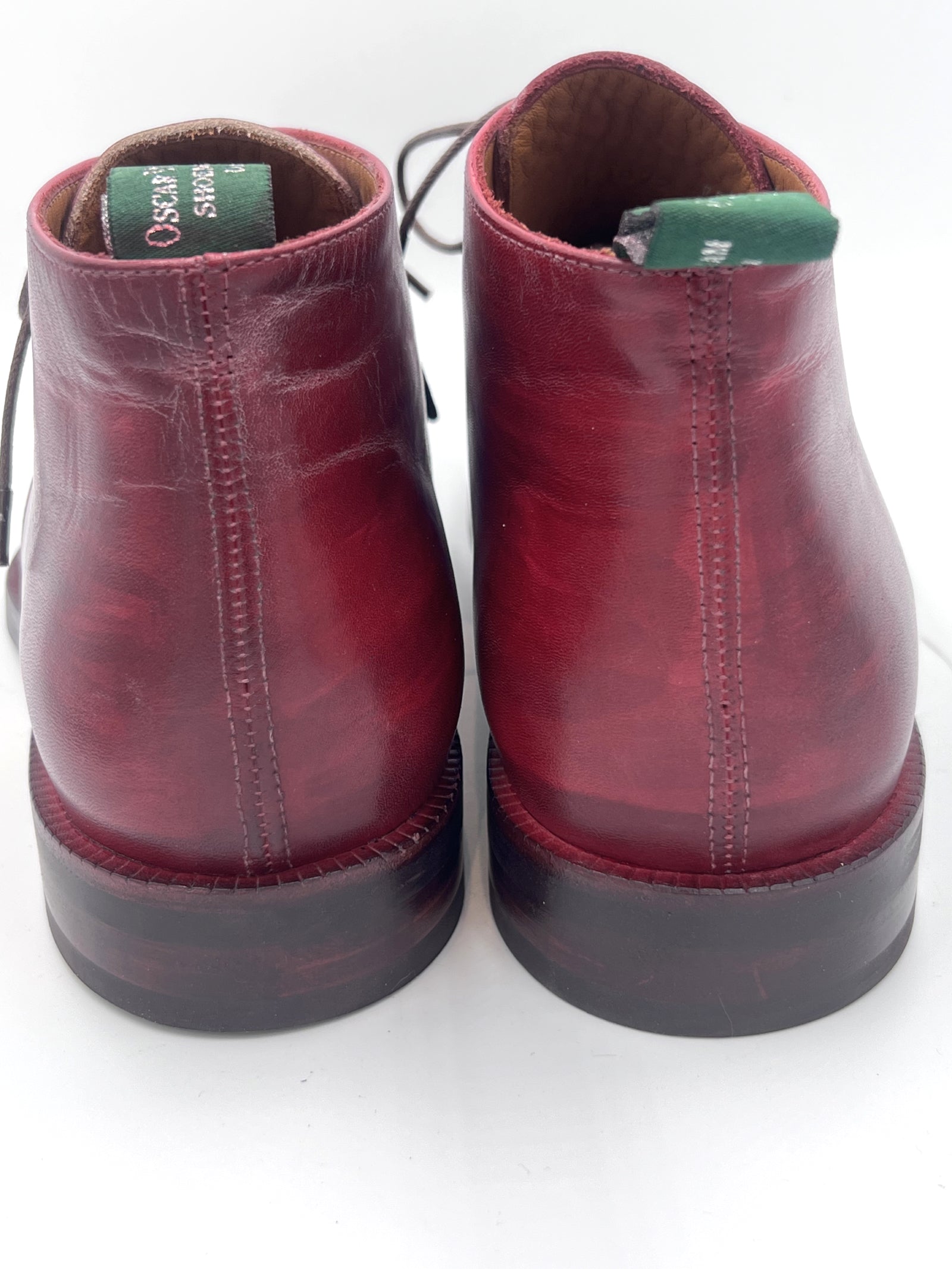 Burgundy Patina Chukka Boots | Hand-Painted Leather Boots