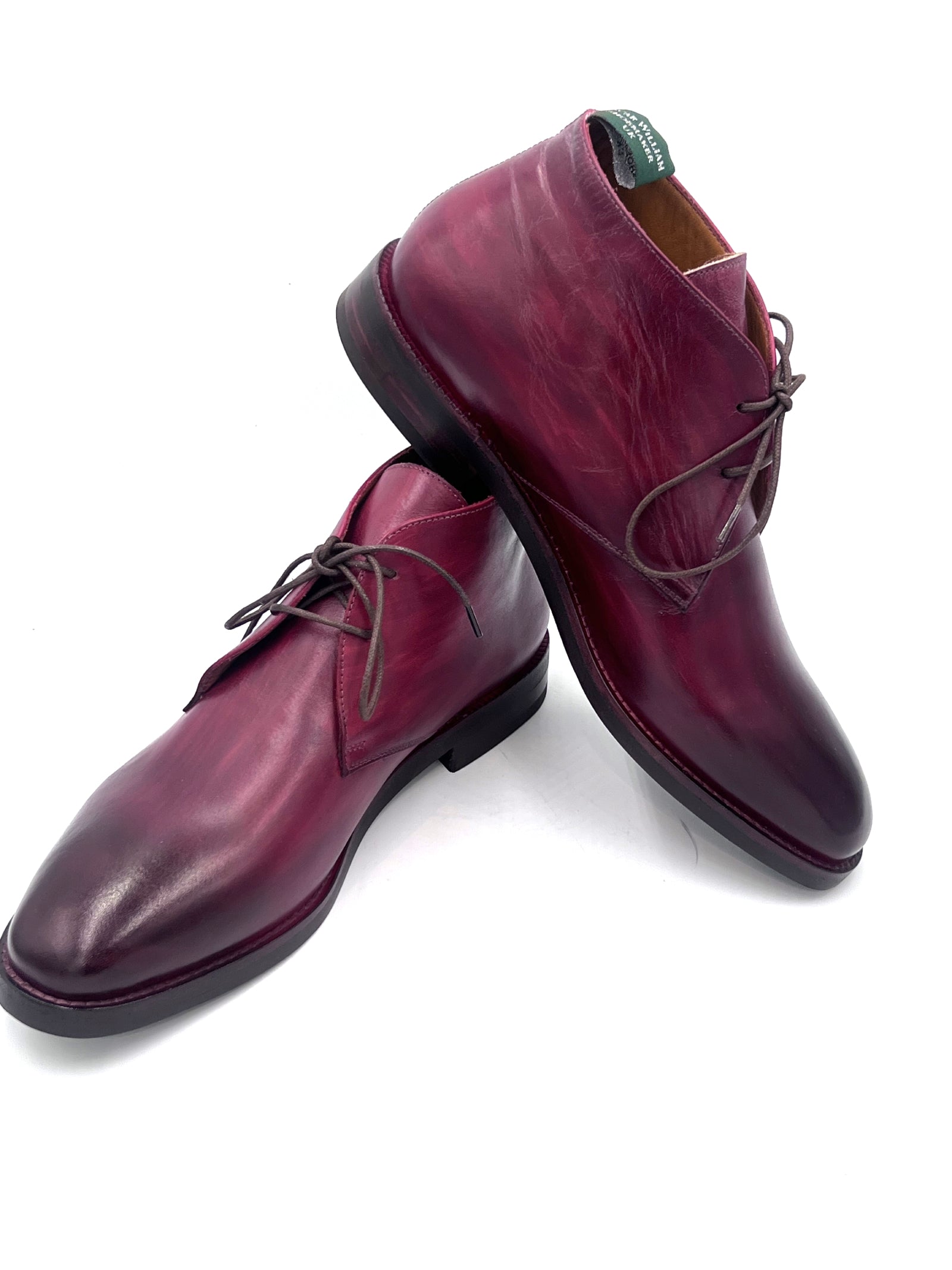 Burgundy Patina Chukka Boots | Hand-Painted Leather Boots
