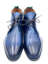 Navy Blue Patina Chukka Boots | Hand-Painted Leather Boots