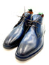Navy Blue Patina Chukka Boots | Hand-Painted Leather Boots