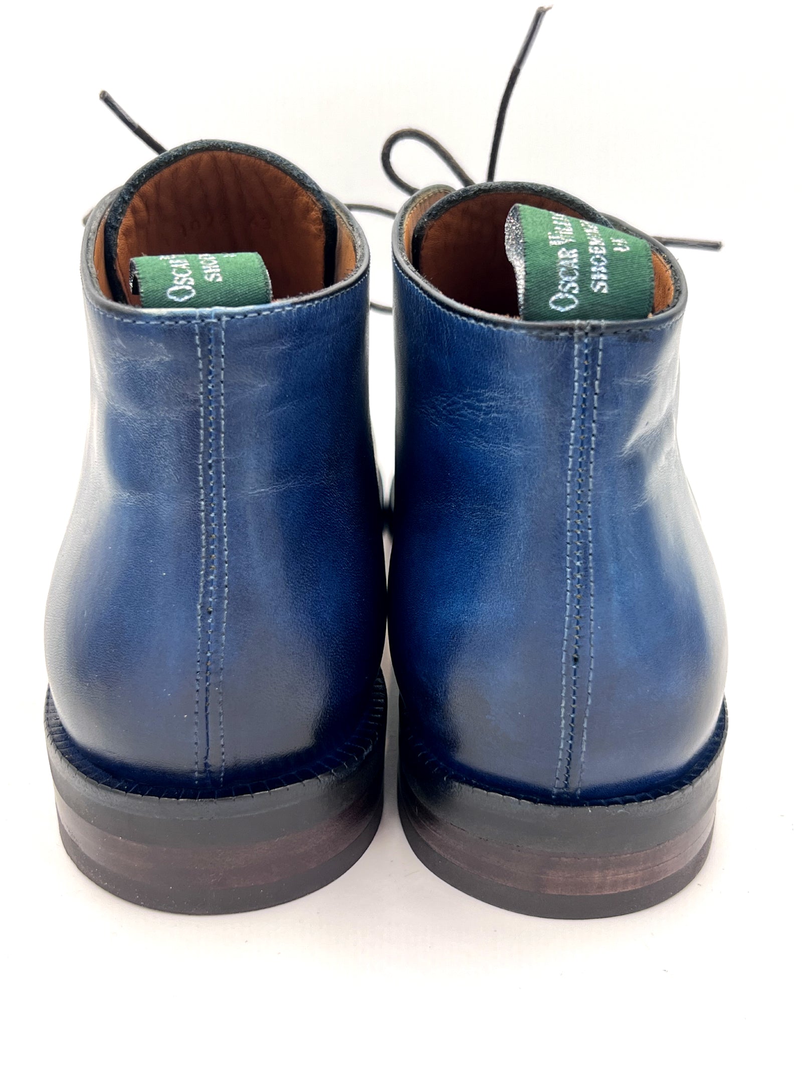 Navy Blue Patina Chukka Boots | Hand-Painted Leather Boots