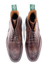 Chocolate Leather Brogue Boots | Studded Rubber Sole Boots