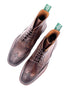 Chocolate Leather Brogue Boots | Studded Rubber Sole Boots