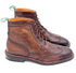 Chocolate Leather Brogue Boots | Studded Rubber Sole Boots