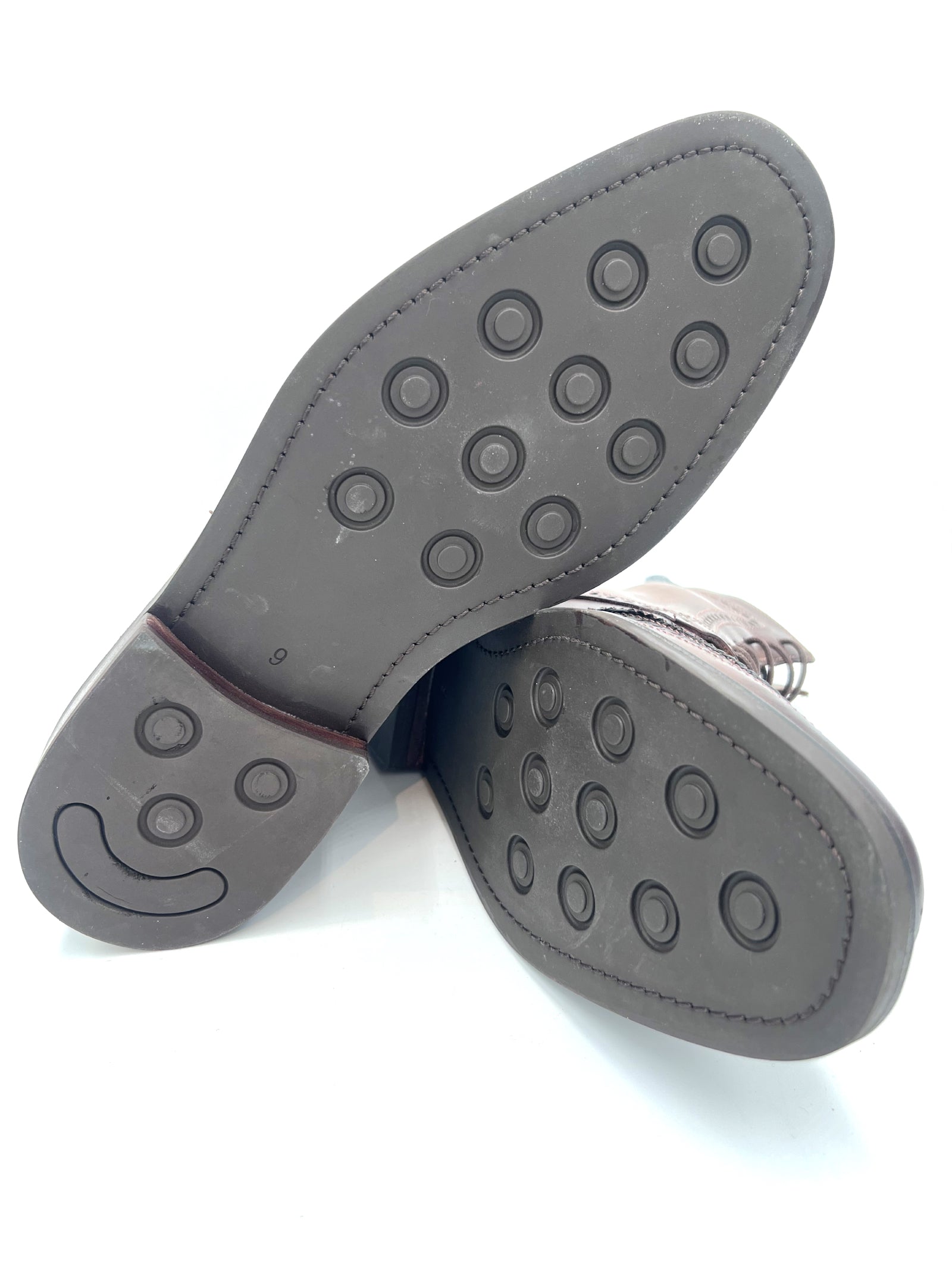 Chocolate Leather Brogue Boots | Studded Rubber Sole Boots