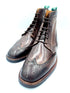 Chocolate Leather Brogue Boots | Studded Rubber Sole Boots