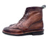 Chocolate Leather Brogue Boots | Studded Rubber Sole Boots