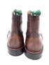 Chocolate Leather Brogue Boots | Studded Rubber Sole Boots