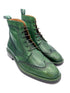 Green Patina Brogue Boots | Hand-Painted Leather Wingtip Boots