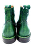 Green Patina Brogue Boots | Hand-Painted Leather Wingtip Boots