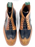 Oscar William Brogue Boots – Light Tan / Navy Blue Mix Patina